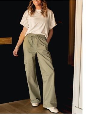 Abercrombie & Fitch Wide Leg Cargo Pants Women’s XS Jen Reed Olive Green L